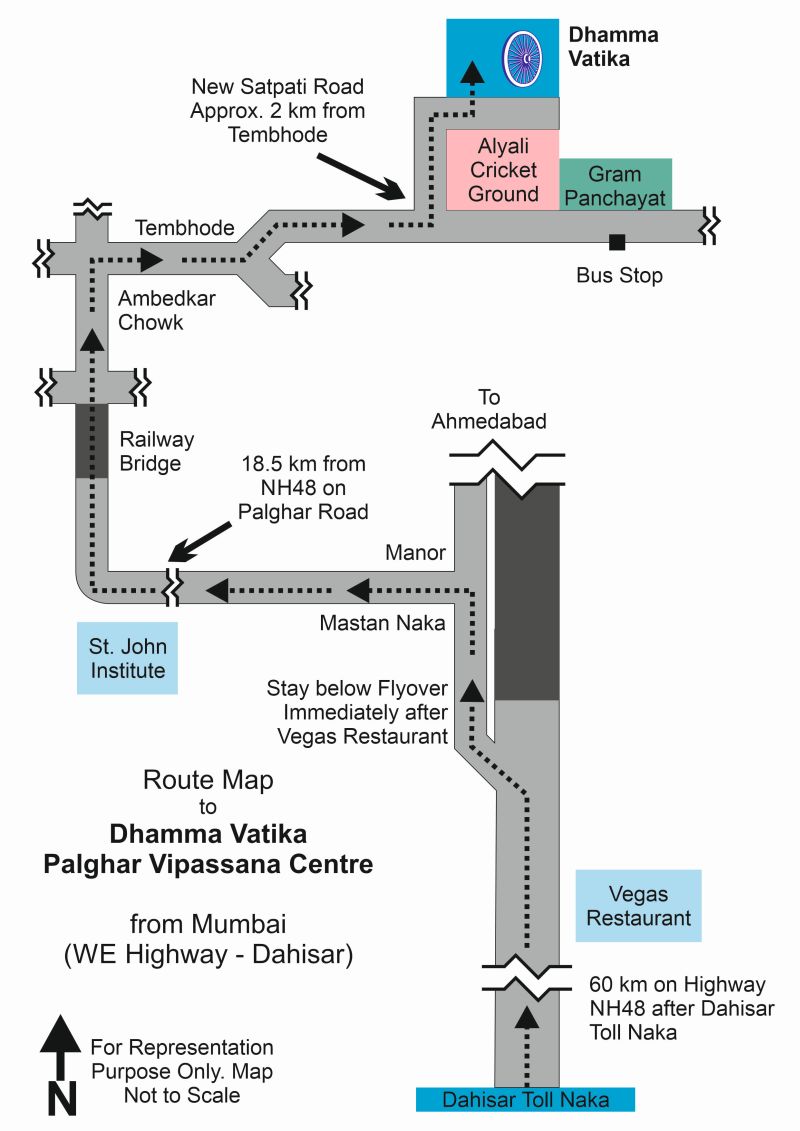 Map to reach Dhamma Vatika
